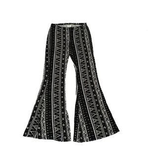 H.I. P Retro Aztec Tribal Soft White Black Y2K Flare Bell Pull on SZ M #1943